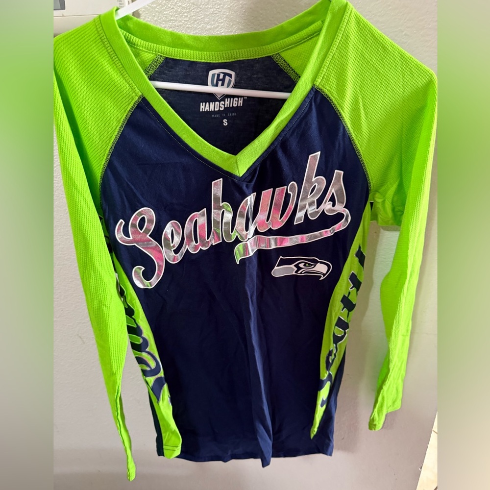Women's Seahawks Long Sleeve Tee - Navy and Green